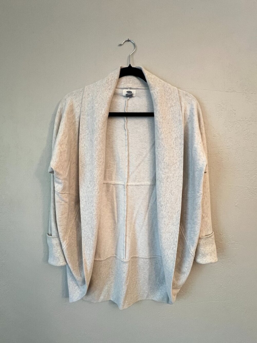 Old Navy Womens XS Oatmeal Heather Open Front Fleece Cardigan Cocoon Sweater